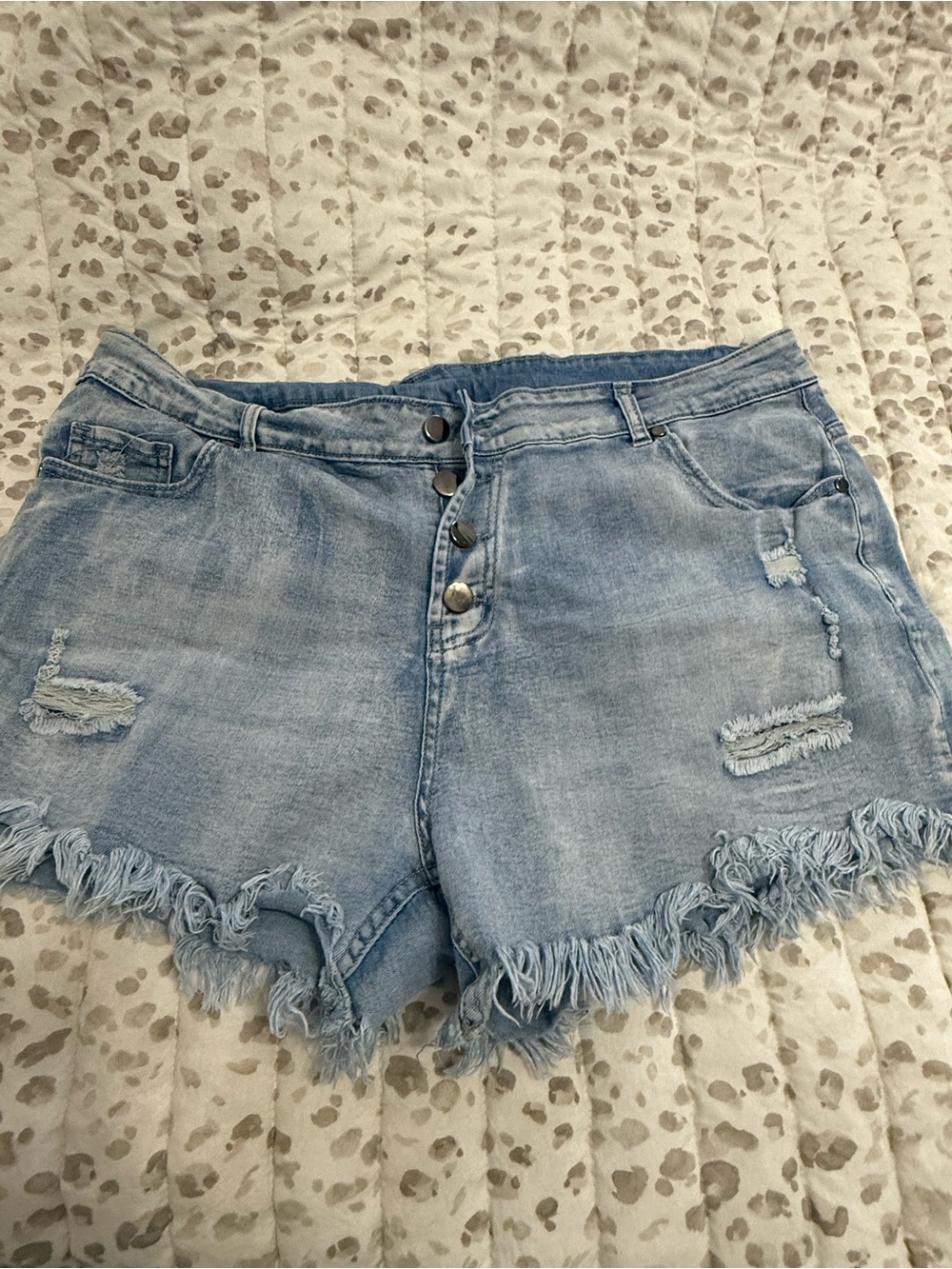 Amazon Light Blue Distressed Denim Jean Shorts with Frayed Hem